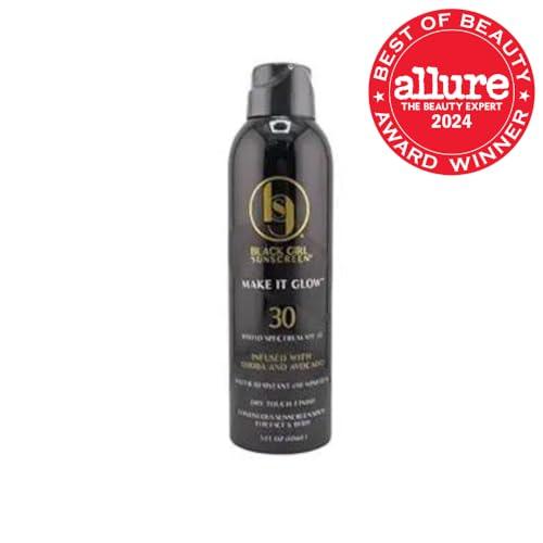 BLACK GIRL SUNSCREEN Black Girl Sunscreen - Make it Glow Face & Body Moisturizing Sunscreen Spray SPF 30, No White-Residue for Melanin Rich Skin (SPF-30-5oz-Spray)