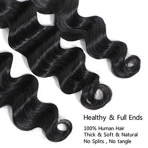 Vallbest Vallbest Bundles Human Hair Loose Deep Wave Bundles 24 26 28 30 inch Loose Deep Wave 4 Bundles Human Hair 10A Grade Unprocessed Brazilian Virgin Hair Bundles for Black Women