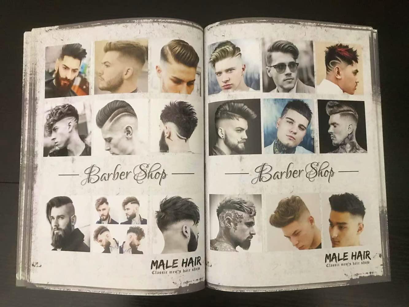 N\\\\A Classic MALE HAIR Show Tattoo Fashion Magazine,BABRER & HAIR TATTOO Hairdressing Design, Sculpture Pomade Hair Style Design Pattern Books, Vintage Men\'s Oil Head Picture Album Barber Shop illustration A1