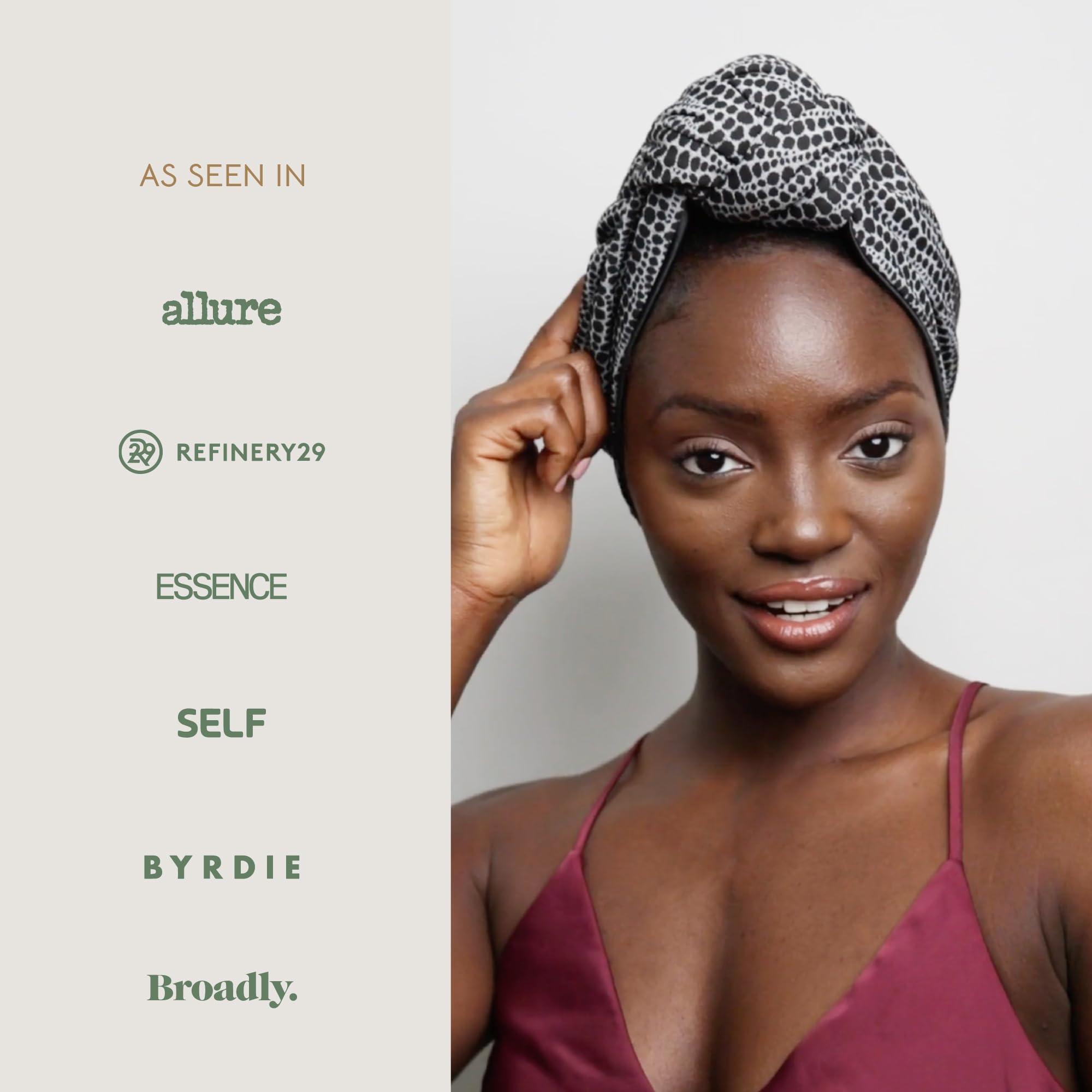 Loza Tam Loza Tam | Luxe Black & White Head Wrap Turban for Women | Satin-Lined Turban Hair Wrap for Women (US, Alpha, Small, Medium)