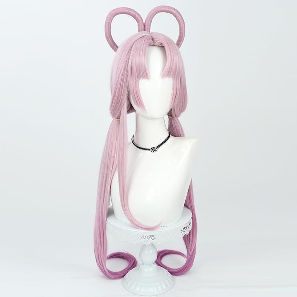 TEDPRBGE TEDPRBGE Game Cosplay Wig Pink Hair Wig Long Straight Wig with Bangs Halloween Costume Accessories for Women 39 inches