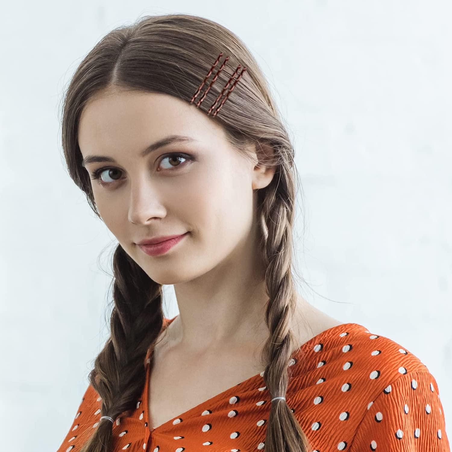 AITRAI AITRAI 200PCS Brown Bobby Pins and U-shaped Hair Pins Set with Box, 2.4 Inch