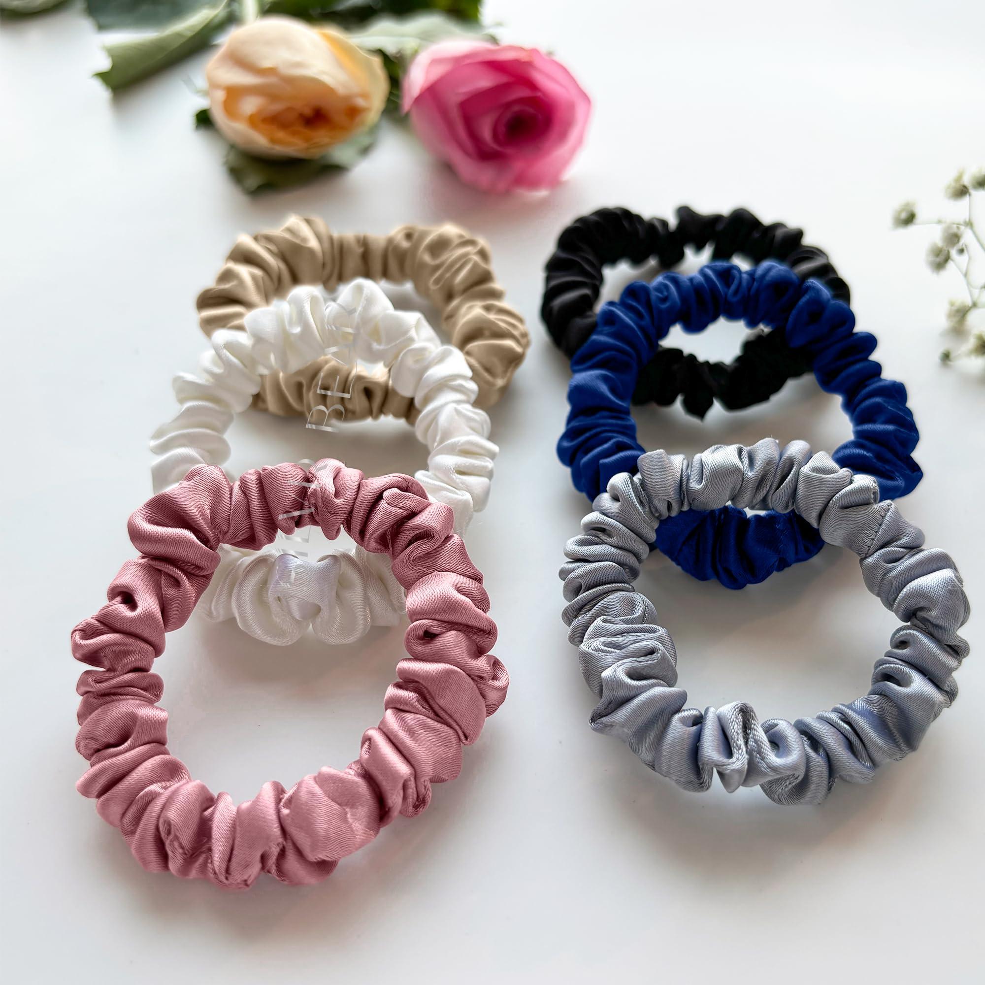 Silvr Bear SILVR BEAR Luxury Satin Scrunchies, Satin Hair Ties for Thick, Thin & Curly Hair, Scrunchies for Women, Girls & Men Softer than Silk Hair Ties (Classic Skinny)