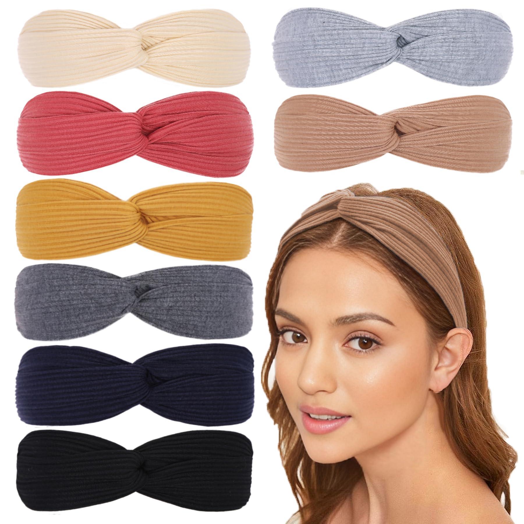 XTREND XTREND 8 Pcs Headbands for Women Twist Cross Knotted Elastic Head Hair Bands Yoga Workout Headbands Non-Slip Soft Headbands Solid Color Head Band Simple Versatile Hair Accessory Headbands