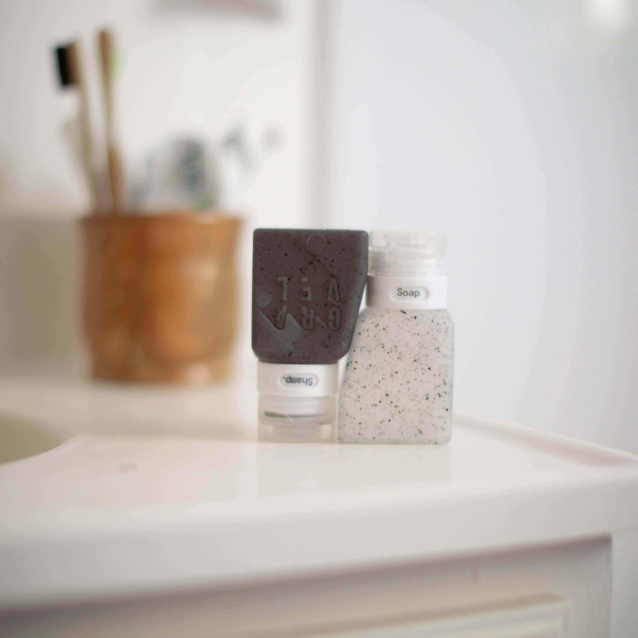 Gravel Gravel Travel Bottles 3oz (2-Pack)  Leakproof, BPA-Free, TSA Approved with Label System (Clear & Gray)