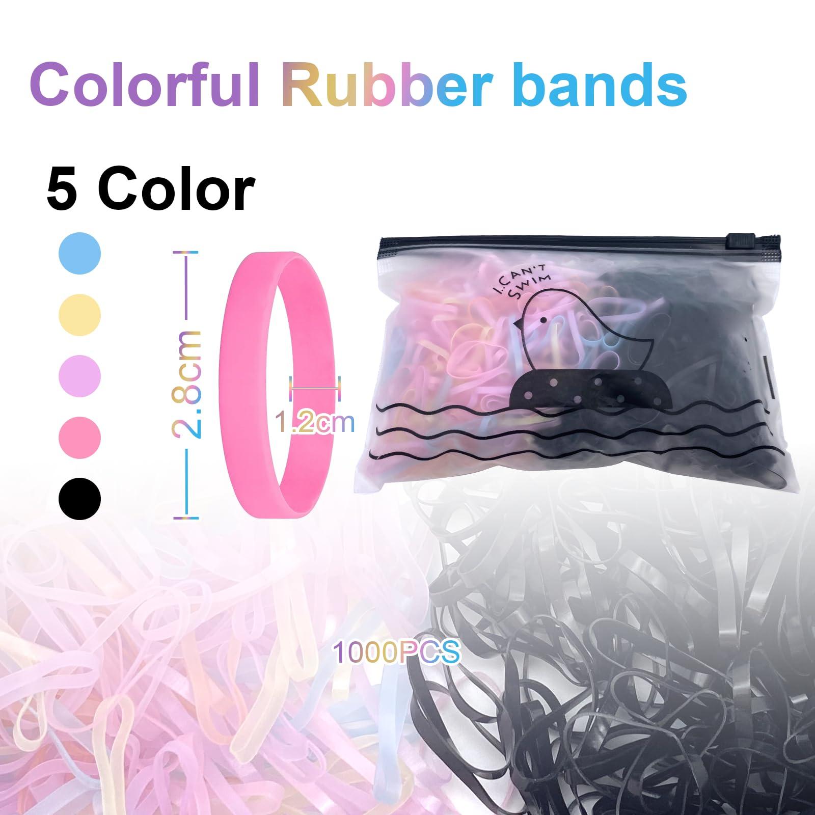 oditton oditton 1000 PCS Soft Elastic Hair Ties - Mini Toddler Braids Ponytail Holders, Mini Rubber Bands, for Infant Girls, Kid Braids, Jelly and Black