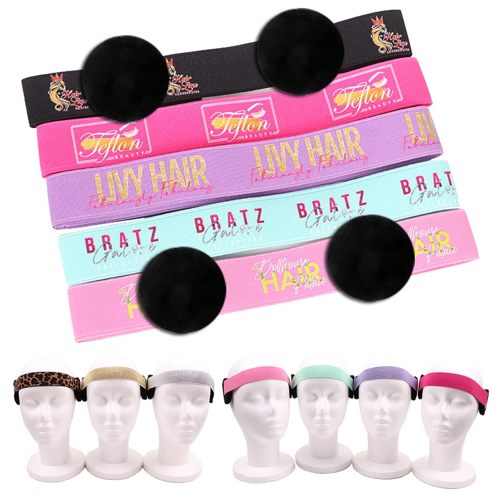Nvunofry Custom Lace Melting Band for Wigs with Ear Pad, Custom Elastic band for Wigs to Lay Edges with Ear Protectors, Edge Melt Band for Lace Frontal with Adjustvelcro, Wig Bands to Keeping Wigs in Place, Edge Wrap to Lay Edges, Custom Your Logo (Double Sid