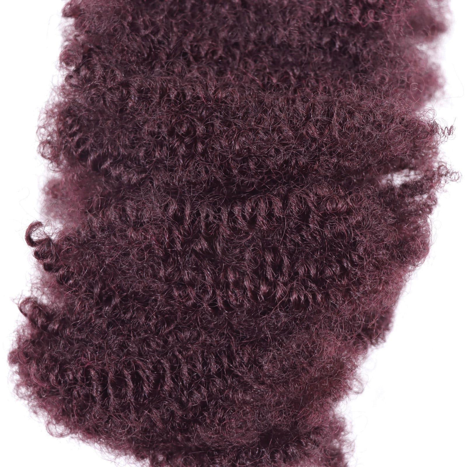HAPPY&CC HAPPY&CC Afro Kinky Bulk Human Hair for Dreadlock Extensions, Repair Locs Twists and Braids 99J Burgundy Color 12 Inch 50Gram