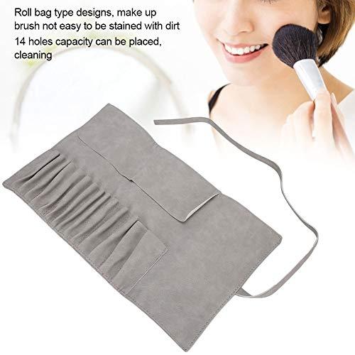 TMISHION Makeup Brush Bag, 14 Holes Makeup Brush Bag Rollable PU Makeup Tool Holder Portable Toiletry Rolled Brush Organizer Brushes Set Bag