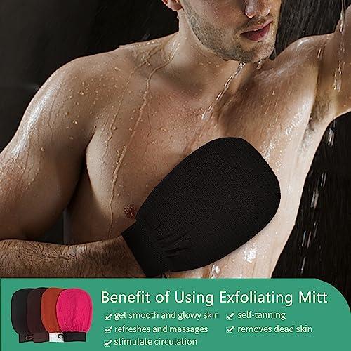 BiJun BiJun Exfoliating Glove Moroccan Kessa Scrub Exfoliating Gloves Deep Exfoliating Mitt Body Scrub Premium Scrub Wash Mitt Body Skincare at Home Shower or Bath Exfoliating Mitts for Dead Skin Remover