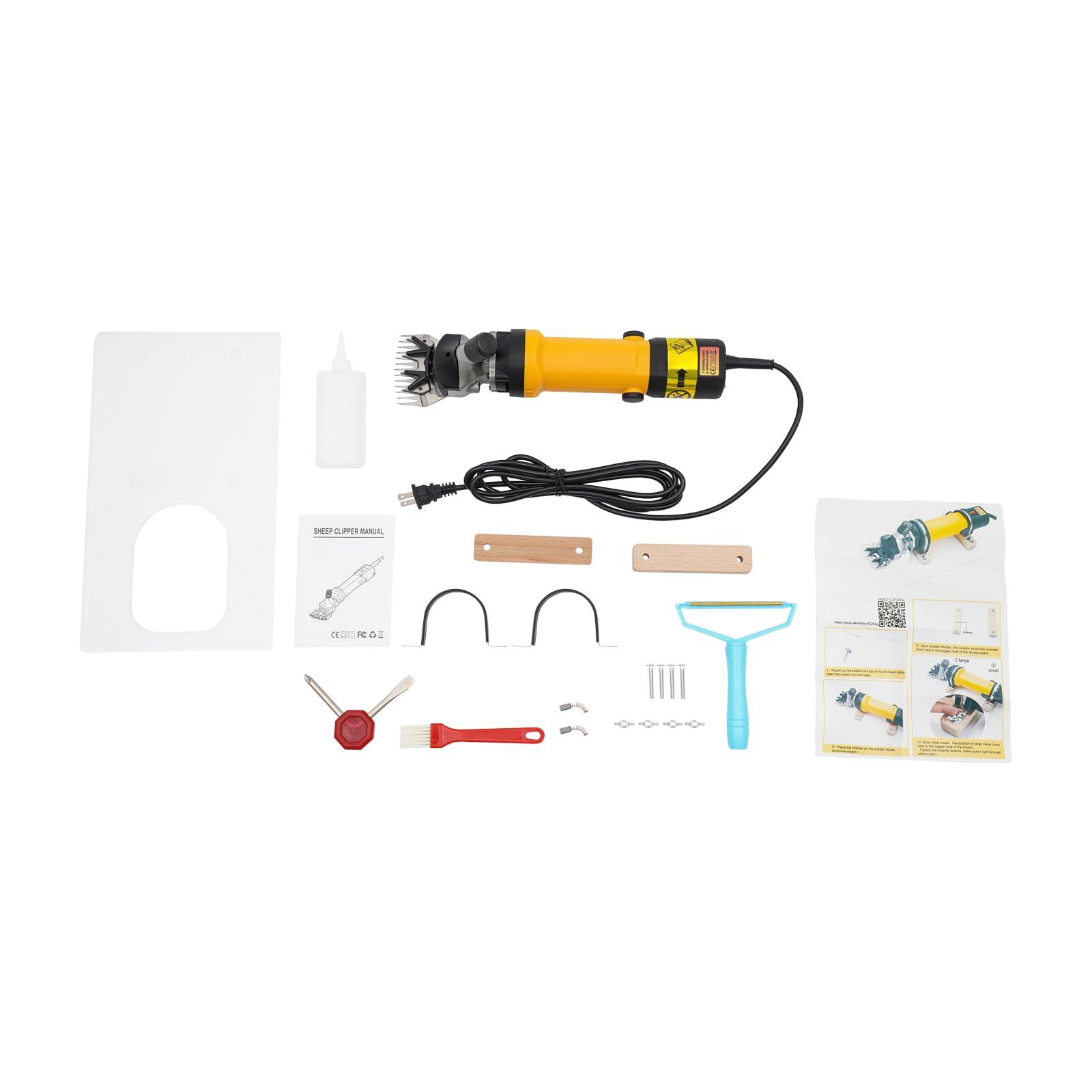 DilraTal DilraTal Portable Electric Shearing Clippers with Adjustable Speed 690W Professional Sheep Shears with Support Bracket for Shaving Fur Wool in Sheep Goats, 2800RPM 110V 50Hz