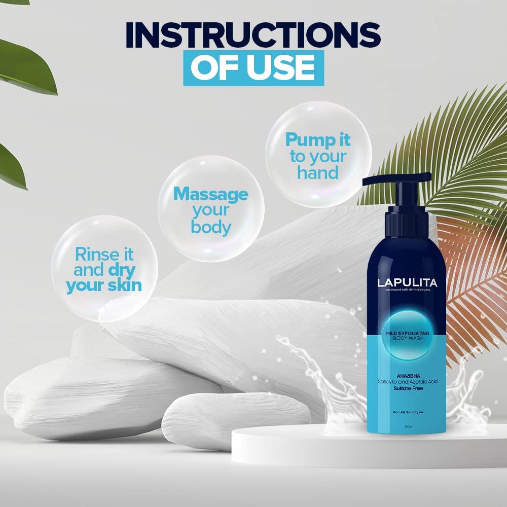LAPULITA LAPULITA Body Acne Removing Shower Gel, Acne Pimple Treatment, All-Natural Acne treatment gel, Mild Exfoliating Body Wash, 150 mL - 5.07 Oz