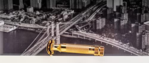 MERKUR Merkur Classic 2-Piece Double Edge Safety Razor Gold Plated, 1 Count
