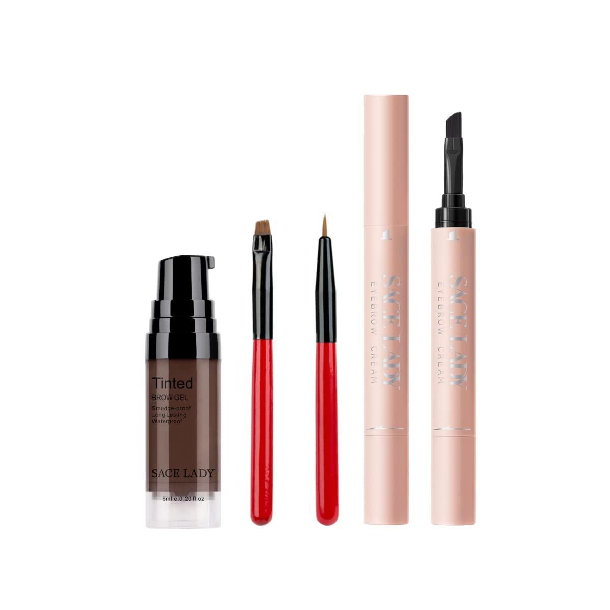 SACE LADY SACE LADY Eye Make Up Set Waterproof Eyebrow Gel with Brow Brushes+ Eyebrow Powder Cream, Long Lasting Pigmented Eye Brow Tinted Corrector Makeup Kit