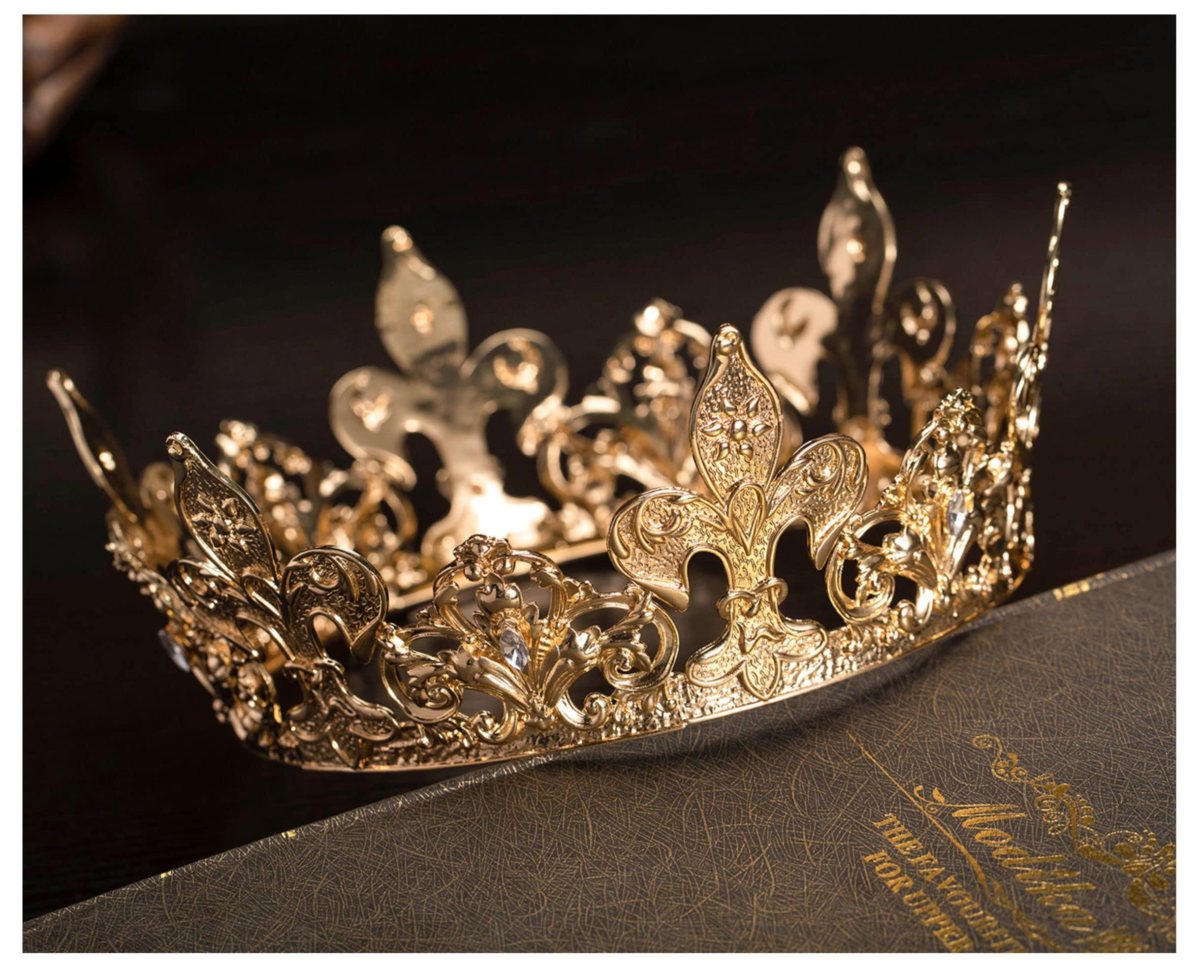 SWEETV SWEETV Royal Gold Queen Crown for Women, Wedding Pageant Crown, Costume Party Accessories for Birthday, Halloween, Babyshower, Genevieve,for Adult