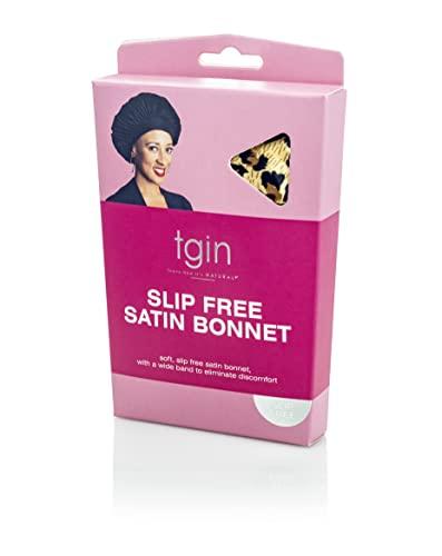 Thank God It's Natural tgin Slip Free Satin Bonnet for Women - Protective - Wavy - Natural Hair - Curly Hair - 3 Pack (Pink, Black, Leopard Print)
