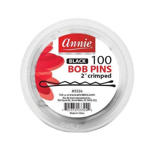 Annie Annie 100 Count Bob Pins 2" Ball Tipped Crimped #3324 Black