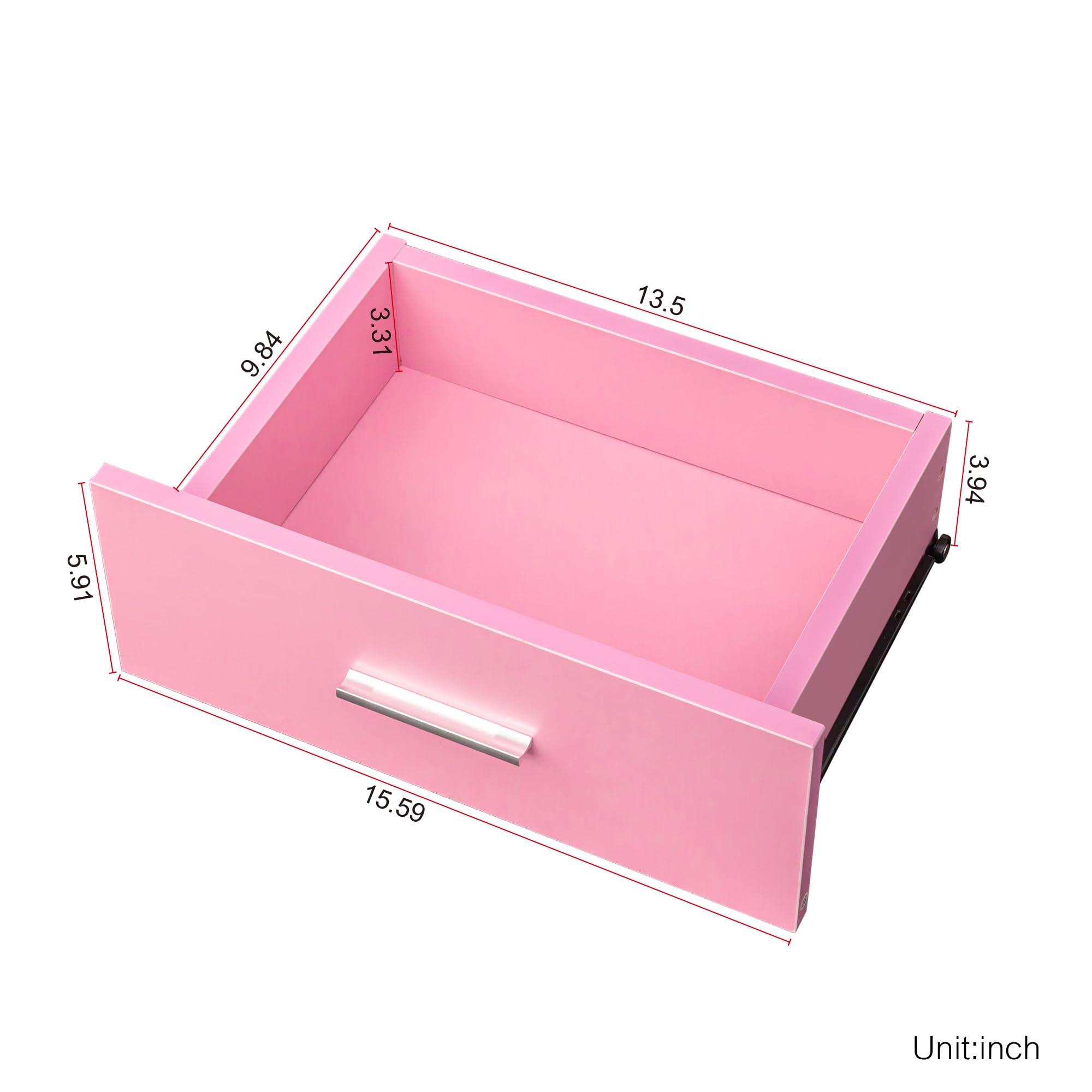 SSLine SSLine Modern Salon Station for Hair Stylist Wall Mounted Styling Station Wooden Beauty Salon Spa Locking Storage Cabinet Table with Drawer,Cupboard and Tool Inserts (Pink, 17.72" Dx15.75 Wx71.26 H)