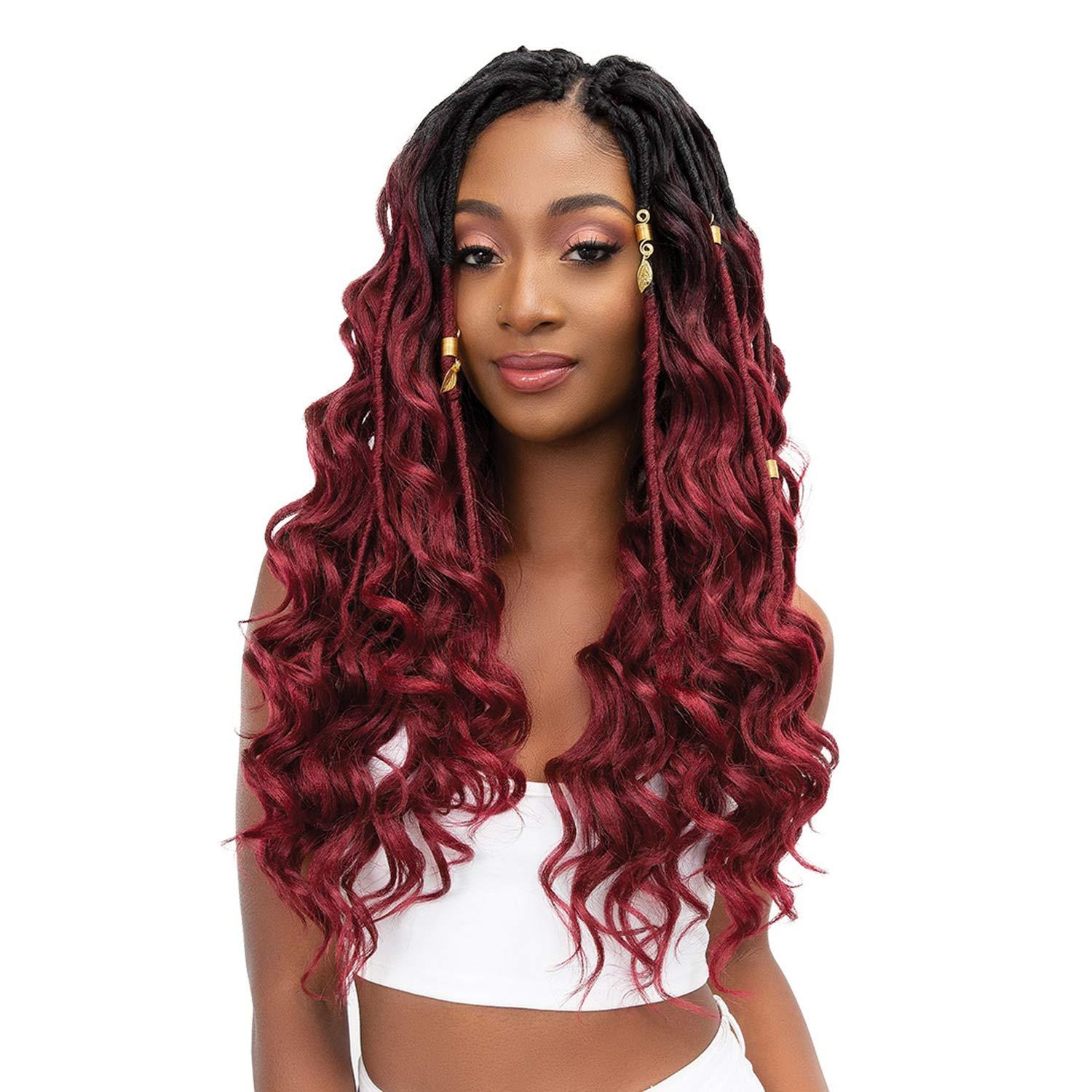 Hair Plus Femi Collection MnM'S Crochet Braids MnM'S Ocean Locs 20" (1-pack, T1B/BURG)