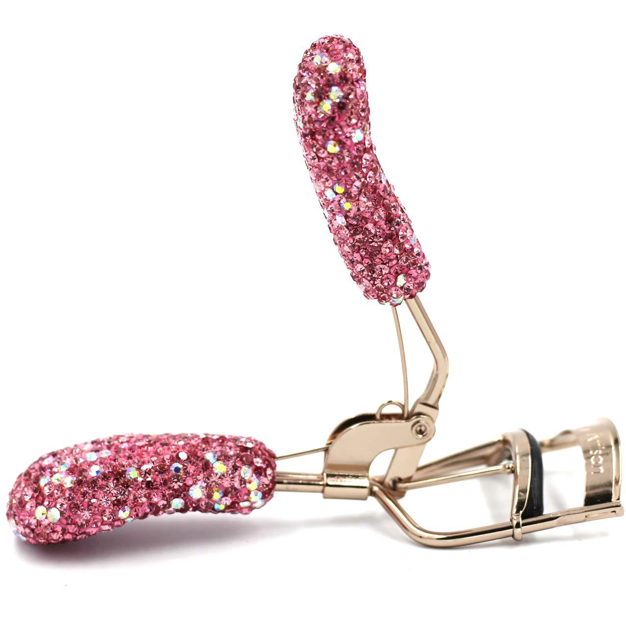 Bestbling Bestbling Bling Makeup Eyelash Curler with Refill Silicone Pressure Pads and Spring Loaded for No Pinching or Pulling (Pink)