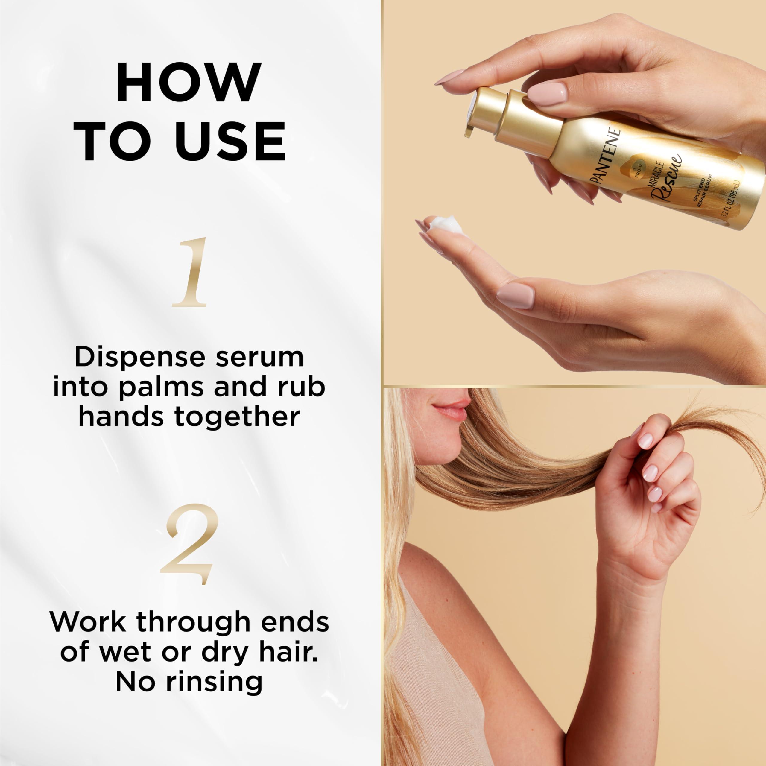 Pantene Pantene Hair Serum, Split Ends Hair Treatment, Hair Serum for Frizzy and Damaged Hair, Miracle Rescue, 3.2 oz