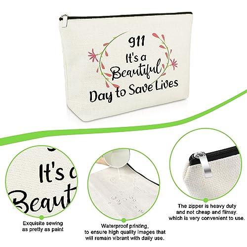Gevody Gevody 911 Dispatcher Gifts 911 Makeup Bag 911 Operator Gifts 911 Dispatcher Appreciation Gifts Cosmetic Bag Thank You Gifts for Police Dispatcher Christmas Thanksgiving Gift Travel Cosmetic Pouch