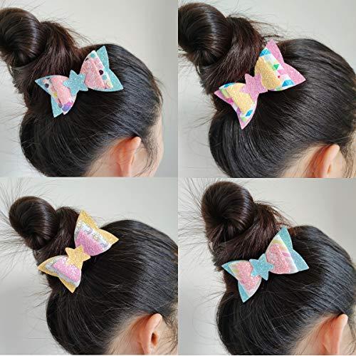 AOUXSEEM AOUXSEEM Faux Leather Hair Bows DIY Making Kit with Pre Cut Pieces and Hair Clips,Make Fashionable Shiny Hair Clips for Girls Lady Woman(Medium,Rainbow Style,20 Set)