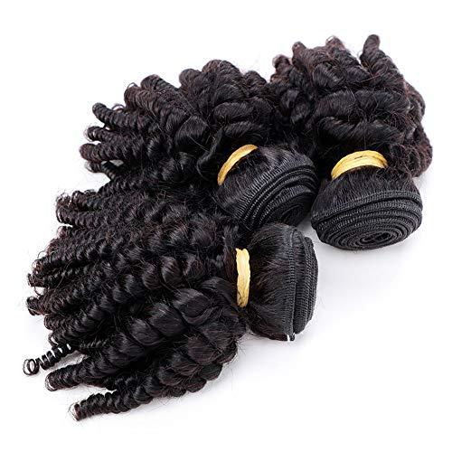VIOLET VIOLET Brazilian Funmi Hair 3 Bundles Spiral Curl Hair Bundles Short Curly Weave 9A 100% Unprocessed Brazilian Human Hair Extensions Full Head Hair Bundles (8\" 8\" 8\", Natural Black)