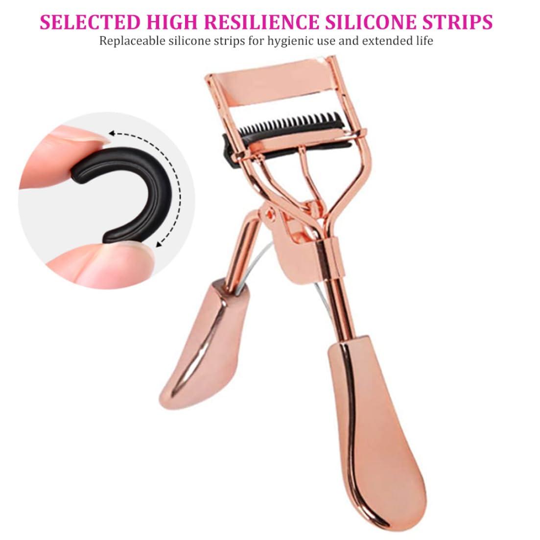 XUEYEGONGJI Eyelash Curler with Comb Metal Lash Curler with 2 Refill Pad Precision Lash Curling Tool for Women Girl Eye Makeup Tool Lash Curler with Comb