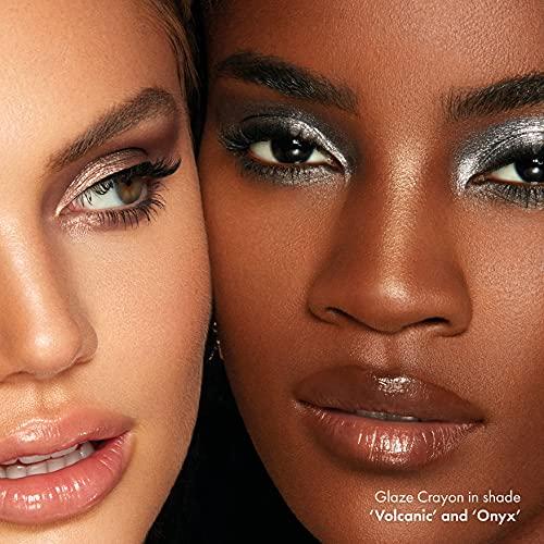 ICONIC LONDON ICONIC LONDON Glaze Crayon | Dual Ended Eyeshadow Stick for Sparkling, Wet-Look Glazed Effect, Cruelty Free, Vegan Makeup, Onyx (Gunmetal) 0.92 oz