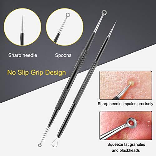 Boxoyx Pimple Popper Tool Kit - Boxoyx 10 Pcs Blackhead Remover Comedone Extractor Kit with Box for Quick and Easy Removal of Pimples, Blackheads, Zit Removing, Forehead,Facial and Nose (Black)