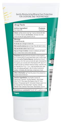Earth Mama Earth Mama Baby Mineral Sunscreen Lotion SPF 40 | Reef Safe, Non-Nano Zinc, Natural Water Resistant Sun Cream for Babies, Kids & Adults, 3-Ounce (2-Pack)