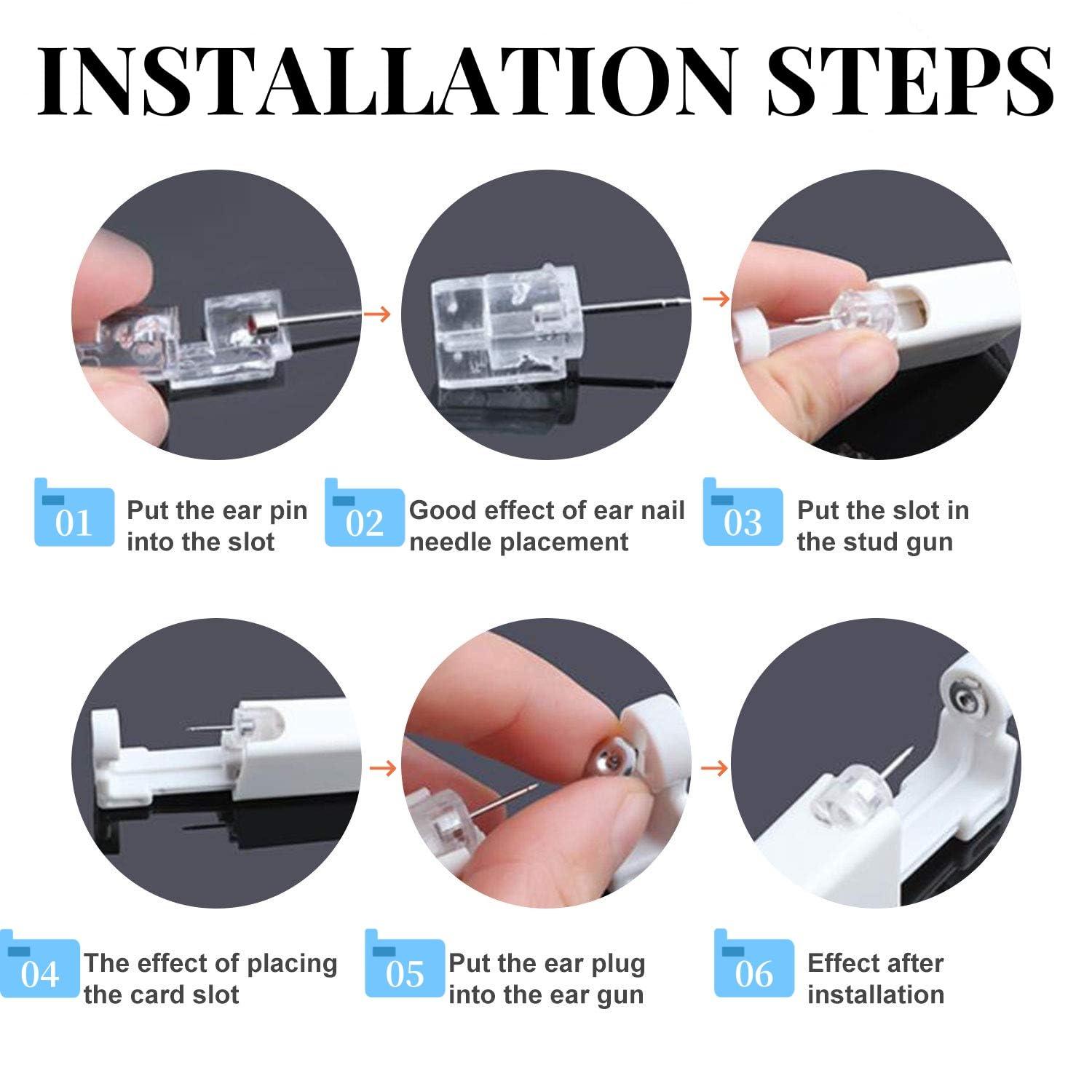 orilace Ear Piercing Kit - 2 Pcs Self Disposable Ear Piercing Gun Built-in Earring Stud Low Pain at Home Piercer Kit Tool Easy Use for Salon 3mm (Gold Ball)