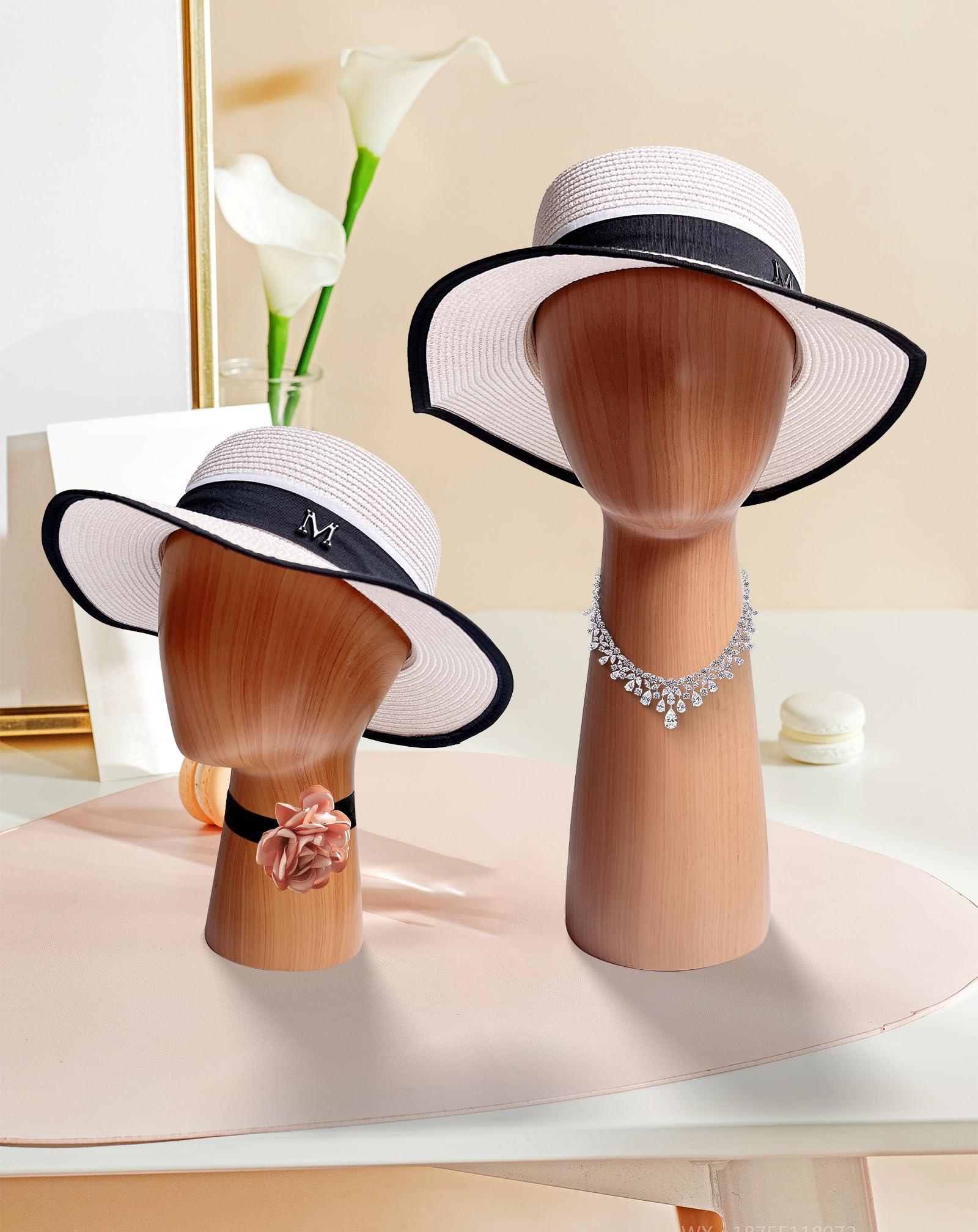 CHADWICK CHADWICK Mannequin Head Block, Hat and Wig Display Stand, Imitation Wooden Wig Head Stand, Abstract Dome Model Head, Manikin Head Hat Holder for Shop, Hair Salon, Home Decor, Durable GFRP Material