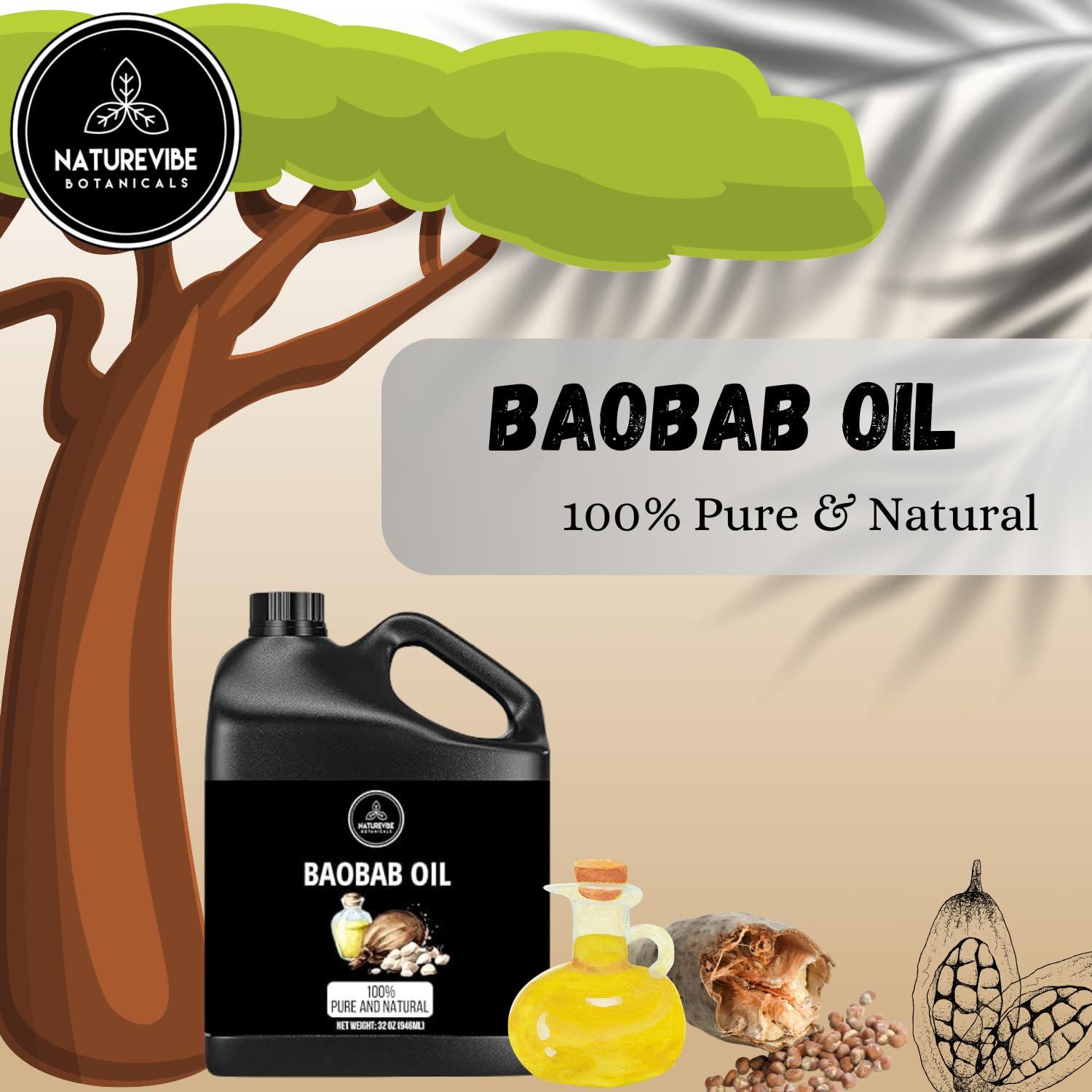 Naturevibe Botanicals Naturevibe Botanicals Baobab Oil 32 Ounces | 100% Pure and Natural | Great for Skin Care and Hair Care