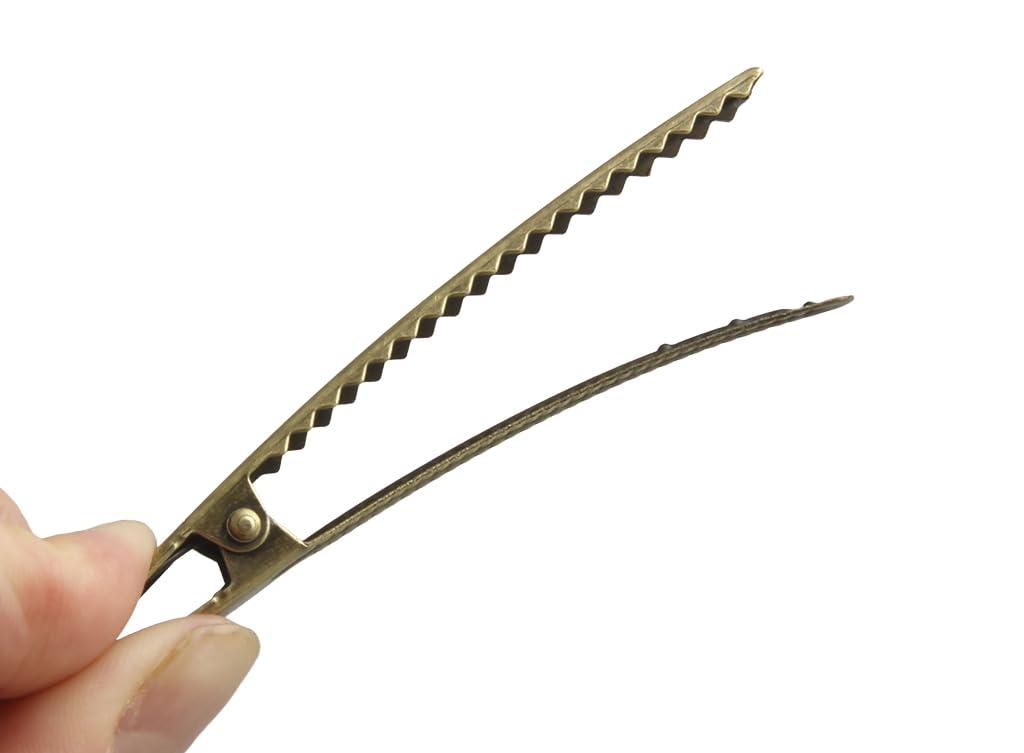 MAHAVIMOKSA MAHAVIMOKSA 30pcs Antique Bronze Flat Surface Single Prong Alligator Hair Clips for DIY Craft Hair Clip Making (80mm/3.15\")