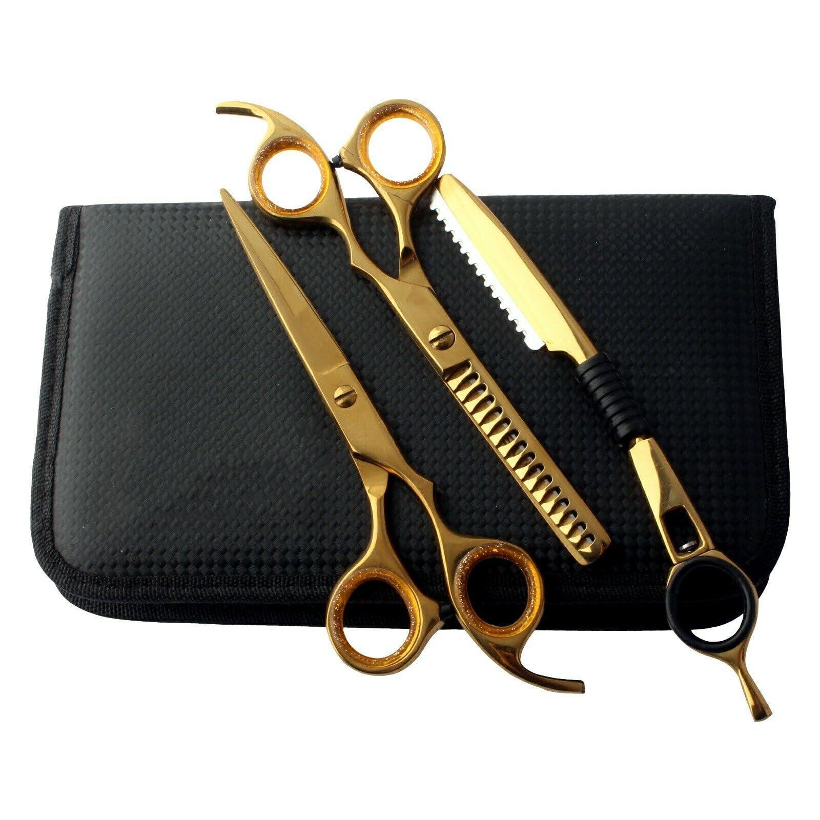 SUNNLL 5.5 inch Hair Cutting Scissors thinning Shears kit Stainless Steel Barber Scissors Set for Hairdresser Haircut Hairdressing