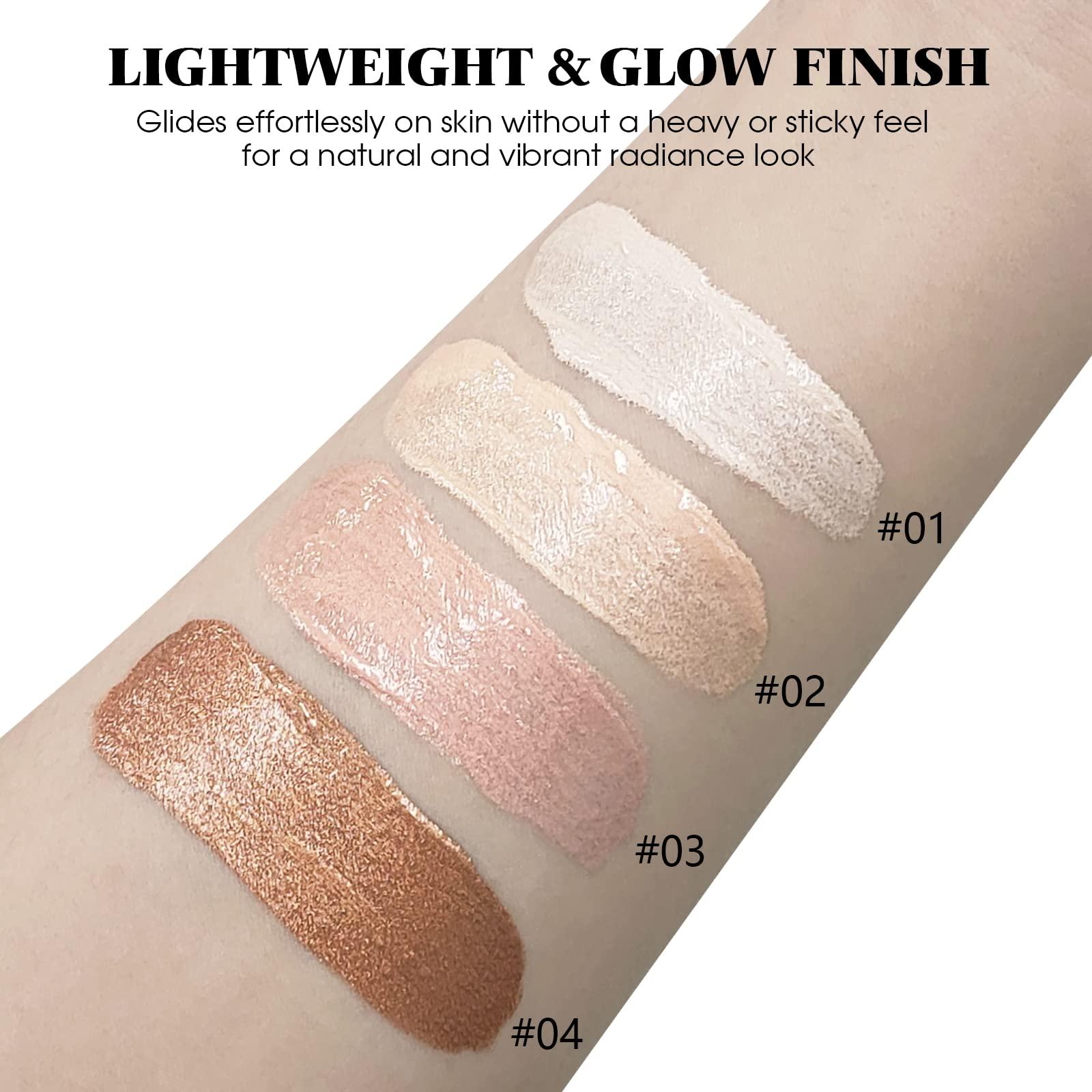 BEFIVECOK BEFIVECOK Liquid Highlighter Makeup, Natural Silky Shimmer Finish Liquid Face Highlighter, Highly Pigmented, Lightweight, Blendable, Soft Cream Highlighter For Face (#03 Rose Gold Shimmer)
