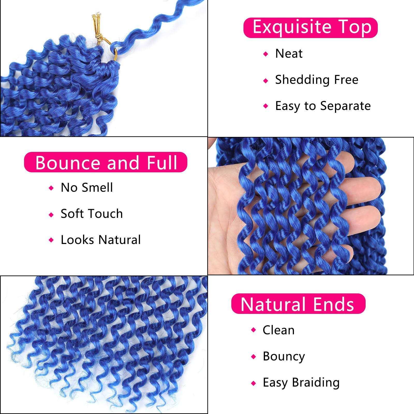 Ahrencan Blue Passion Twist Hair,14 Inch 7 Packs Short Water Wave Crochet Hair Soft Wrap Braiding Hair For Passion Twist Crochet Hair/Butterfly Locs/Spring Twist Crochet Hair Braids (14in,7pcs,blue#)