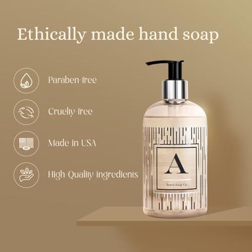 Brev Soap Co. Monogrammed Luxury Liquid Hand Soap | Choose from Letters A to Z | Citrus Bloom Scent | Personalized Liquid Hand Wash for Bathroom & Kitchen |12 oz - Letter N