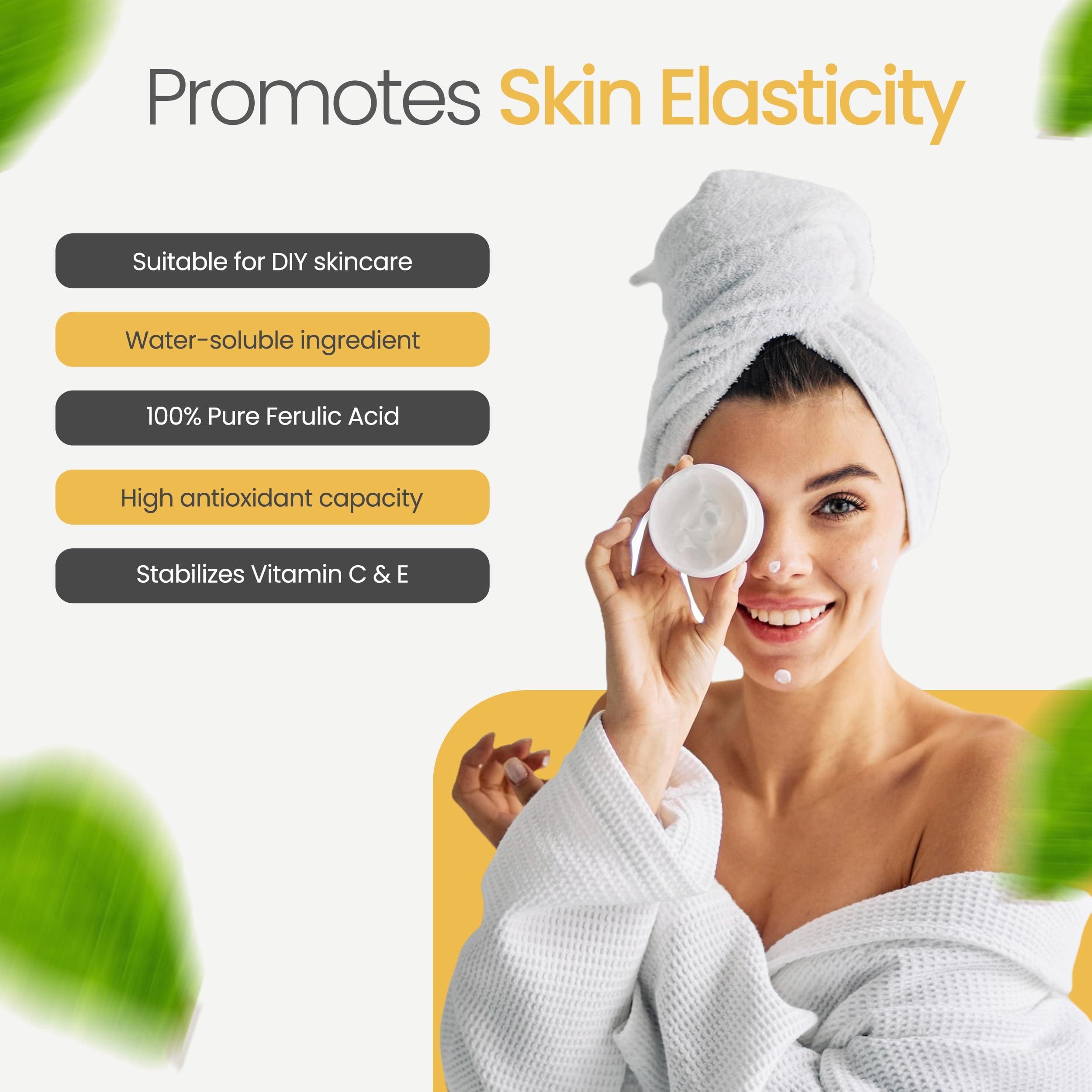 Talsen Chemicals Ferulic Acid Powder Pure 99% Pure Cosmetic Grade Powder Pure Natural Antioxidant, Anti-Aging, DIY Skincare (2 Oz / 56 Grams)