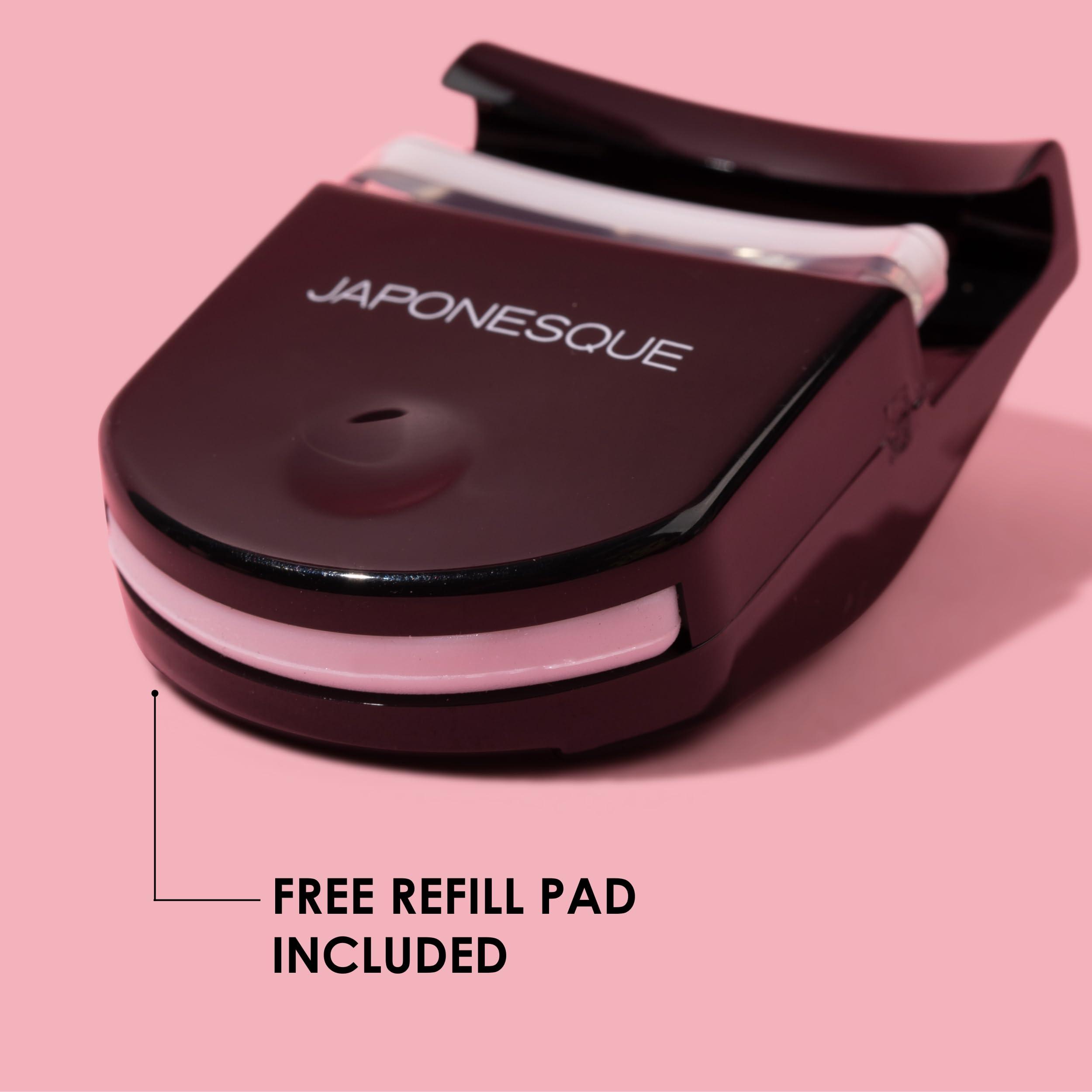 JAPONESQUE JAPONESQUE Travel Eyelash Curler, Black - Plastic Eyelash Curlers for Travel Makeup, Go Curl Lash Curler with Bonus Replacement Lash Pad - 1 Pack