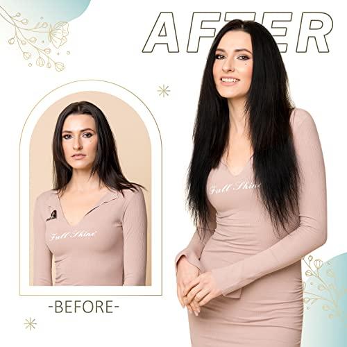 Full Shine Full Shine Black Weft Human Hair Extensions 22 Inch and Sew in Hair Extensions Real Human Hair Jet Black