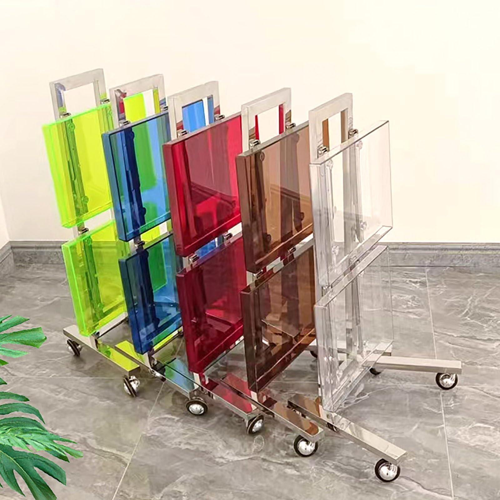 PQXQZ 2 Tiers Hairdressing Trolley Foldable Hair Salon Rolling Trolley Acrylic Tray Beauty Trolley On Wheels Save Space Hairdresser Storage Trolley(White)