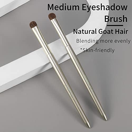 ENZO KEN Natural Pony Hair Eye Shadow Brush by ENZO KEN, Medium Smudge Eyeshadow Brush, Shader Eye Shadow Brush, Eye Smudge Brush, Single Eyeshadow Brush, Eye Brushes, Eyeshadow Blending Brush. (Gold, E203M)