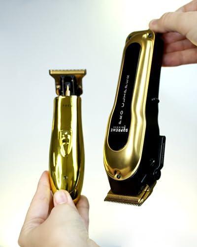 Supreme Trimmer Supreme Trimmer 3-in-1 Barber Bundle | Pro Clipper, T-Shaper Trimmer & Crunch Foil Shaver | Professional Beard Trimmer Mens Hair Clipper Kit | Gold