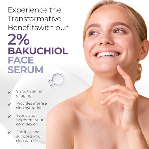 CARESILK Bakuchiol Face Serum - Natural Retinol Alternative Extract - Renewal Facial Moisturizer - Vitamin C Pure Vegan Treatment - Para Las Arrugas