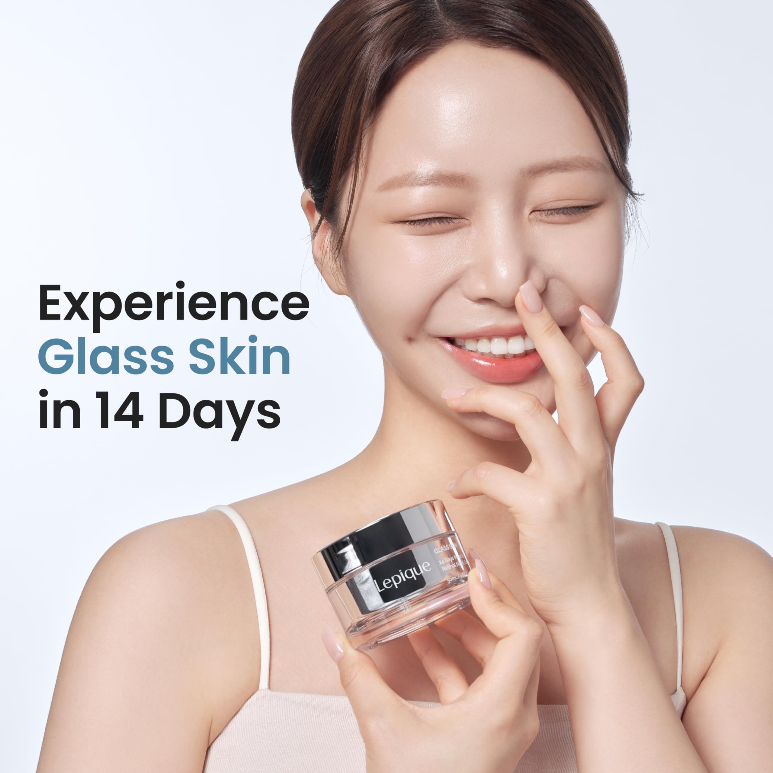 Lepique Lepique GLASS SKIN 14Days Miracle Retinol Night Cream 1.69oz - Korean Skincare Retinol Serum for Face and Neck - Collagen, Centella - Anti aging Skin Cream, Moisturizer Face Cream