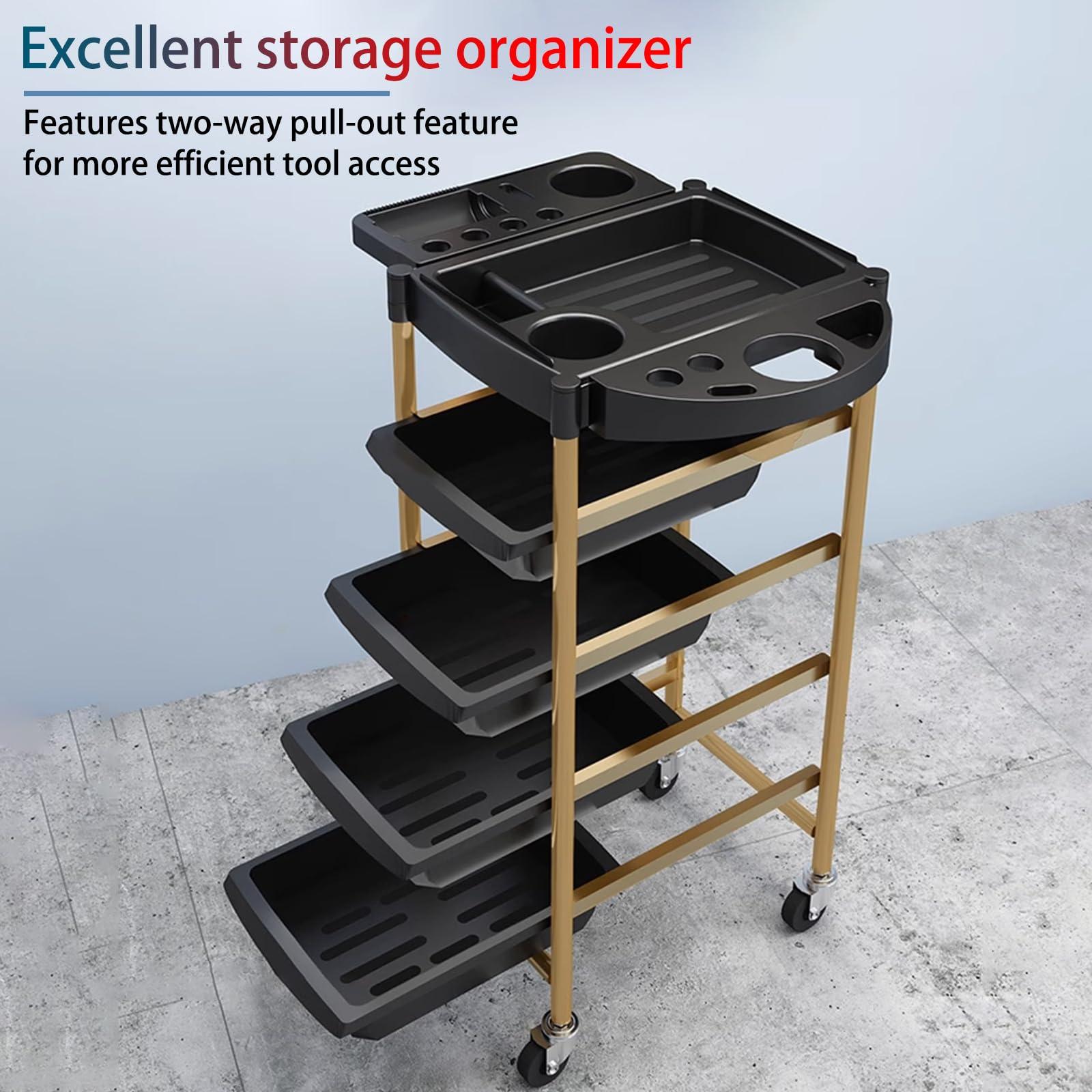 HRTLSS HRTLSS Salon Cart, Salon Cart with Wheels and Drawers, Stylist Hairdressing Cart, Space Saving Salon Station Trolley Cart, for Hairdressing Beauty Spa Tattoo