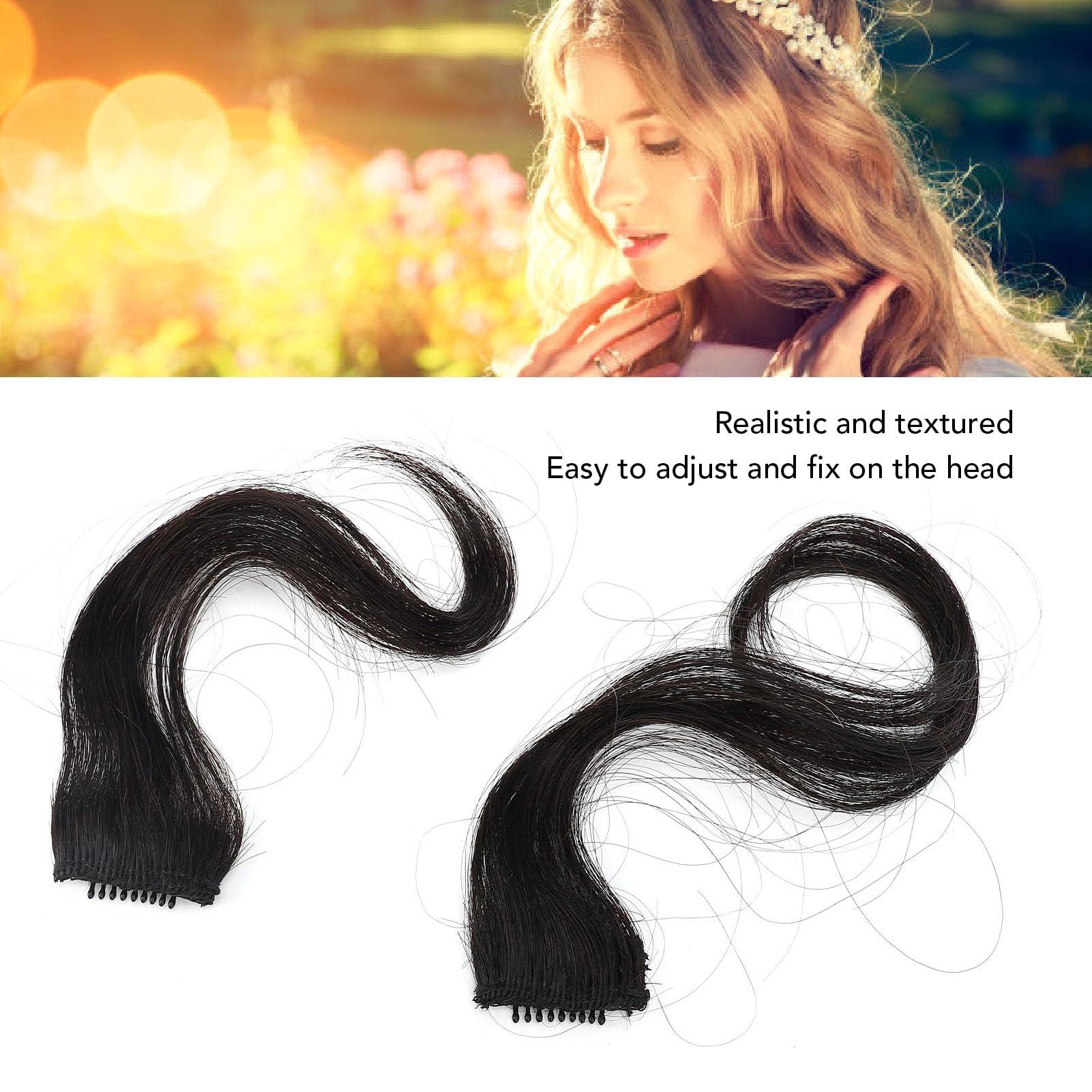 Fockety Side Air Bangs, High Temperature Synthetic Hair Customizable Clip in Bangs Adjustable Versatile Style Black Front Side Bangs for Women Girls Everyday Dress Up